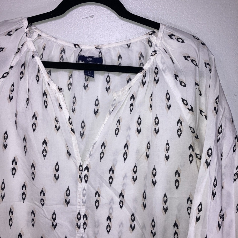 Gap Women's S White Peasant Top 100% Cotton